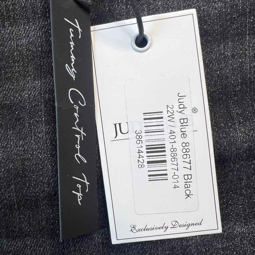 Judy Blue NWT Jeans 22W High Rise Tummy Control Straight Fit Black Denim Stretch - Picture 6 of 15